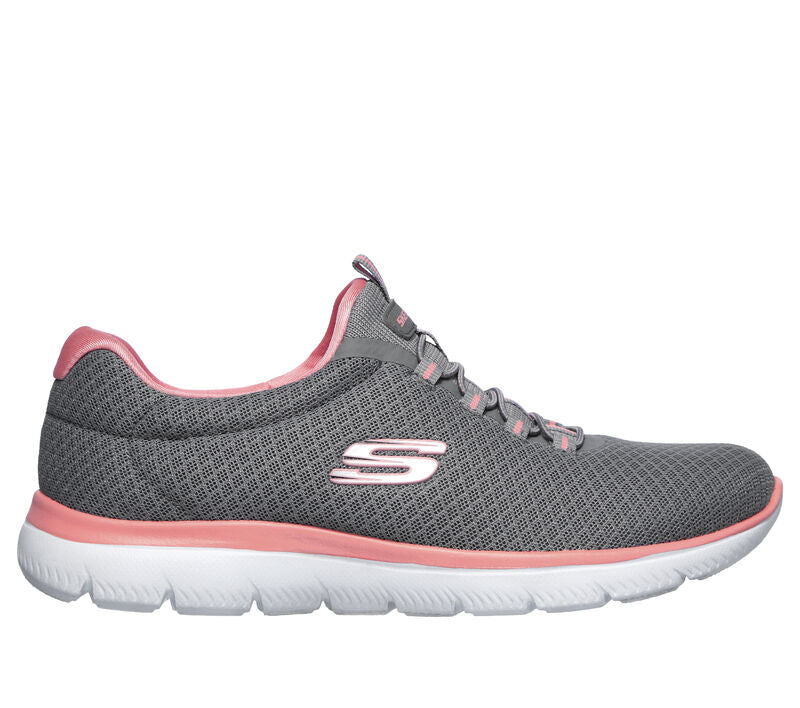 Skechers Summits Women's Slip On Memory Foam Trainer Grey Pink
