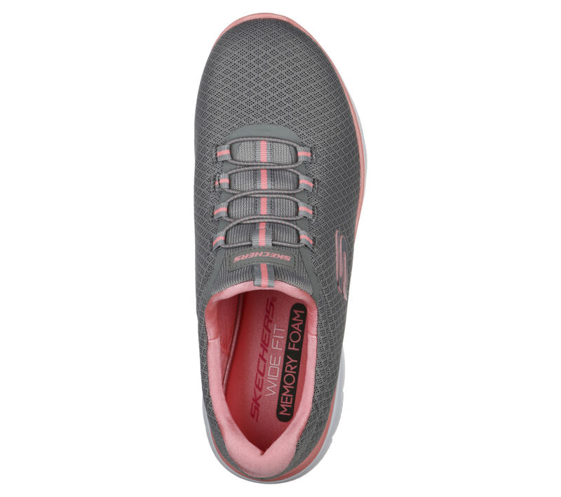 Skechers Summits Women's Slip On Memory Foam Trainer Grey Pink