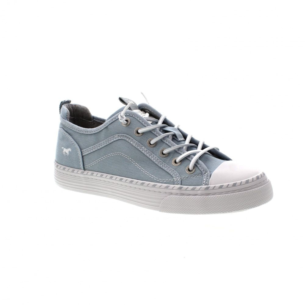 Mustang Florida 1376-308-832 Women's Elasticated Lace Canvas Pump Trainer Pastel Blue
