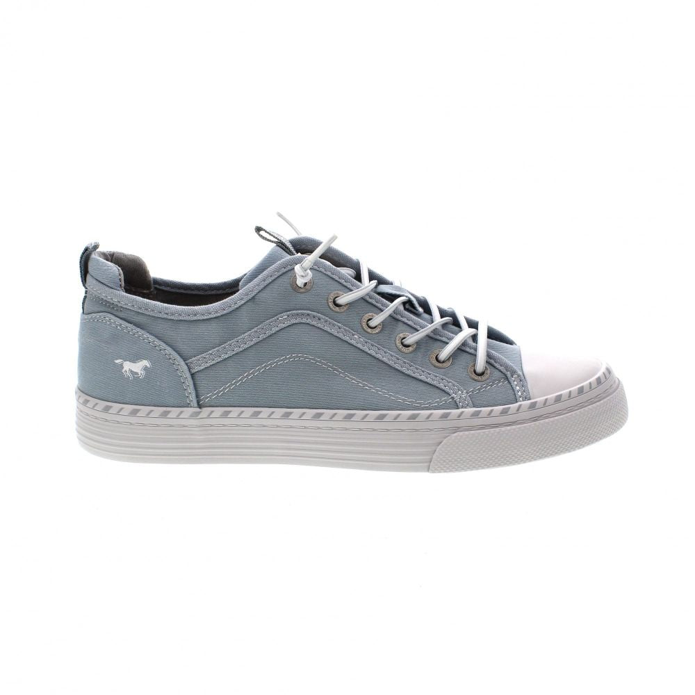 Mustang Florida 1376-308-832 Women's Elasticated Lace Canvas Pump Trainer Pastel Blue