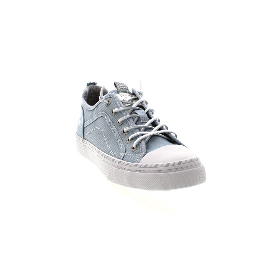 Mustang Florida 1376-308-832 Women's Elasticated Lace Canvas Pump Trainer Pastel Blue