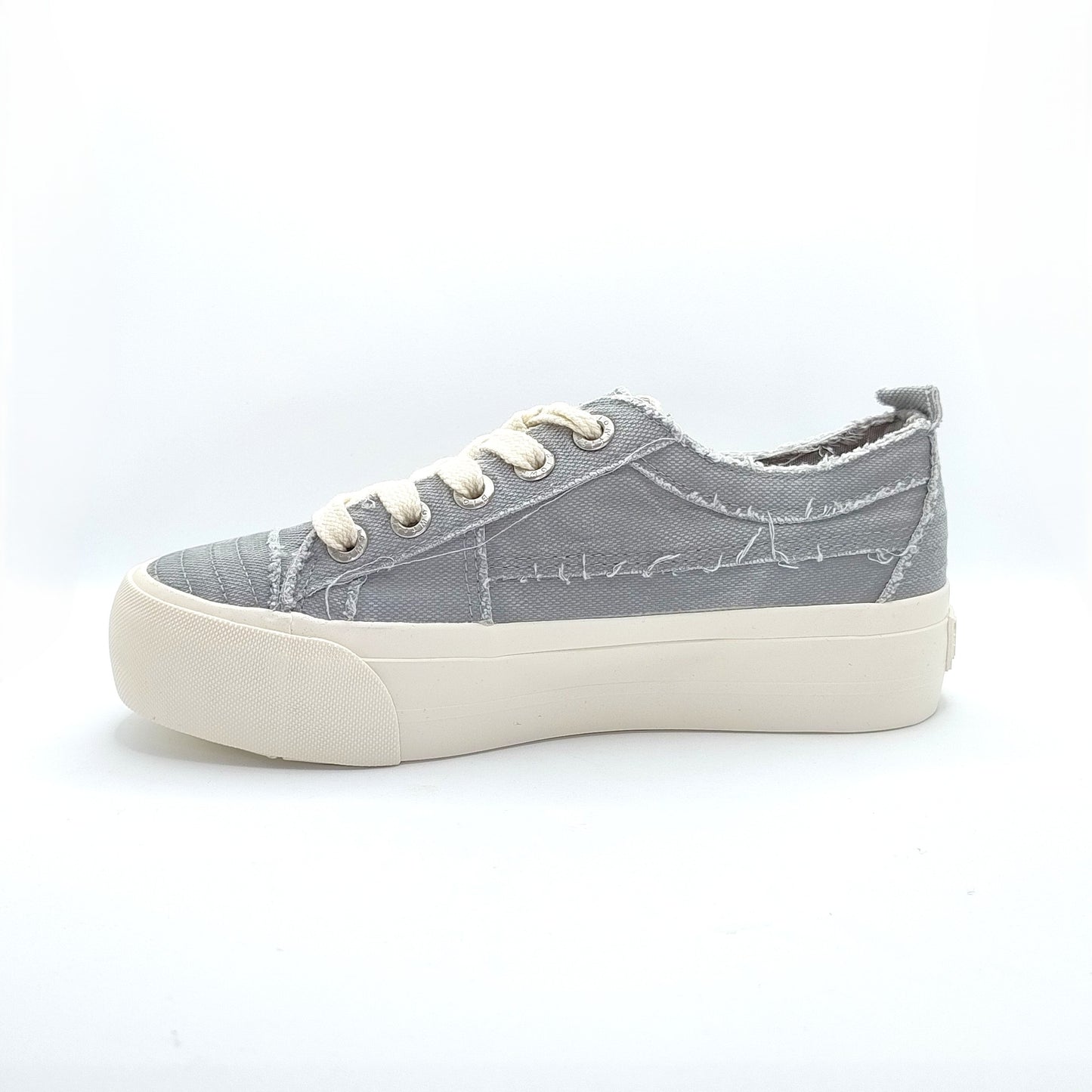 Blowfish Malibu Sadie Sun Women's Floral Embroidered Lace Up Platform Trainer Fog Grey