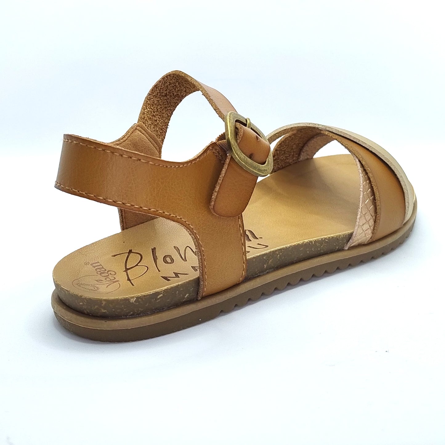 Blowfish Malibu Monti B Women's Vegan Ankle Buckle Flat Sandal Honey Bee