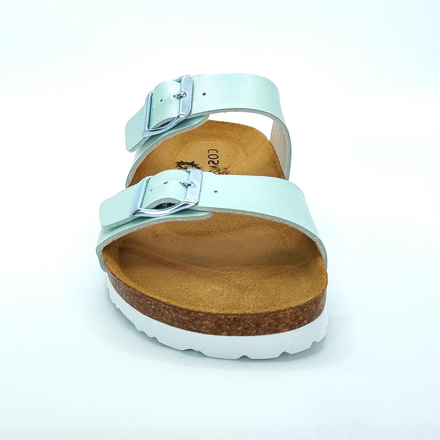 Cosmos Comfort Neptune 6108701-706 Women's Twin Strap Adjustable Buckle Mule Sandal Metallic Mint Green