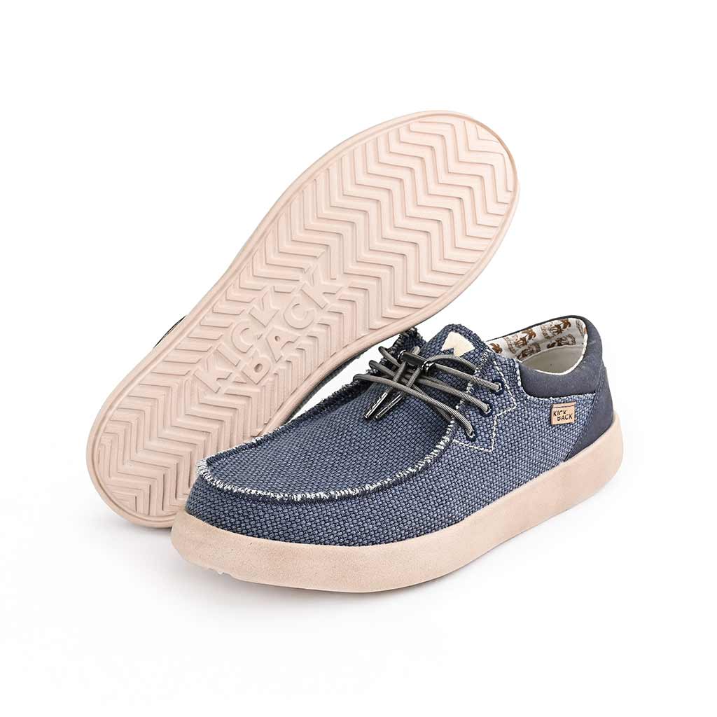 KickBack Haven Woven Men's Elasticated Lace Lightweight Slip On Shoe Navy