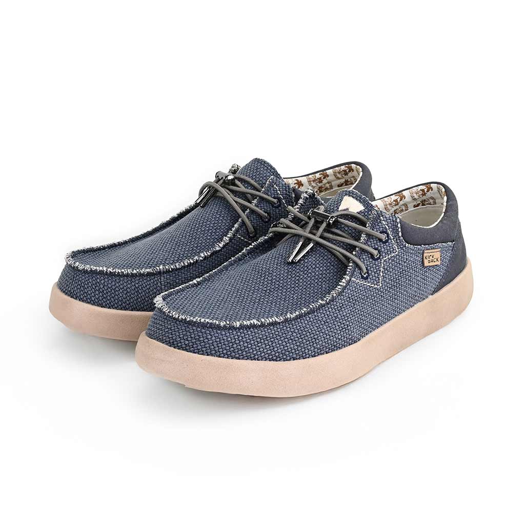 KickBack Haven Woven Men's Elasticated Lace Lightweight Slip On Shoe Navy