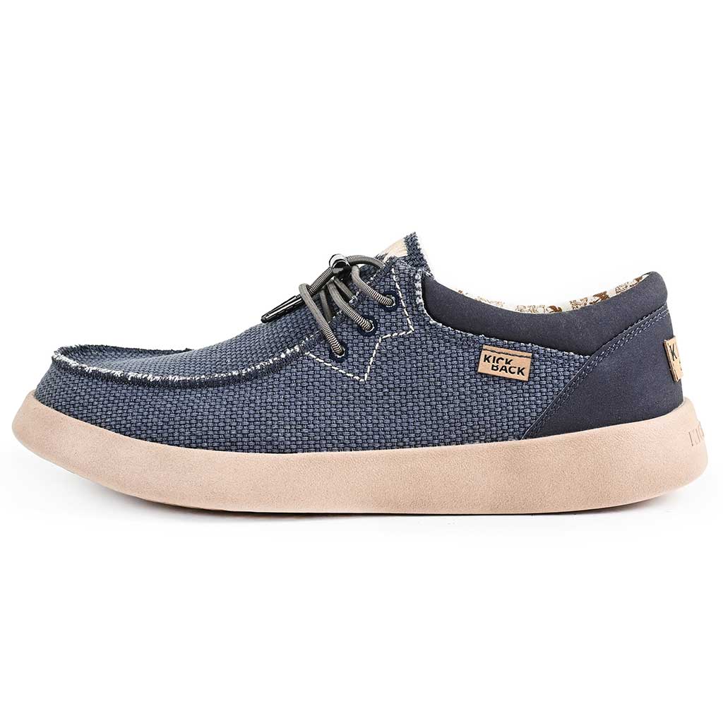 KickBack Haven Woven Men's Elasticated Lace Lightweight Slip On Shoe Navy