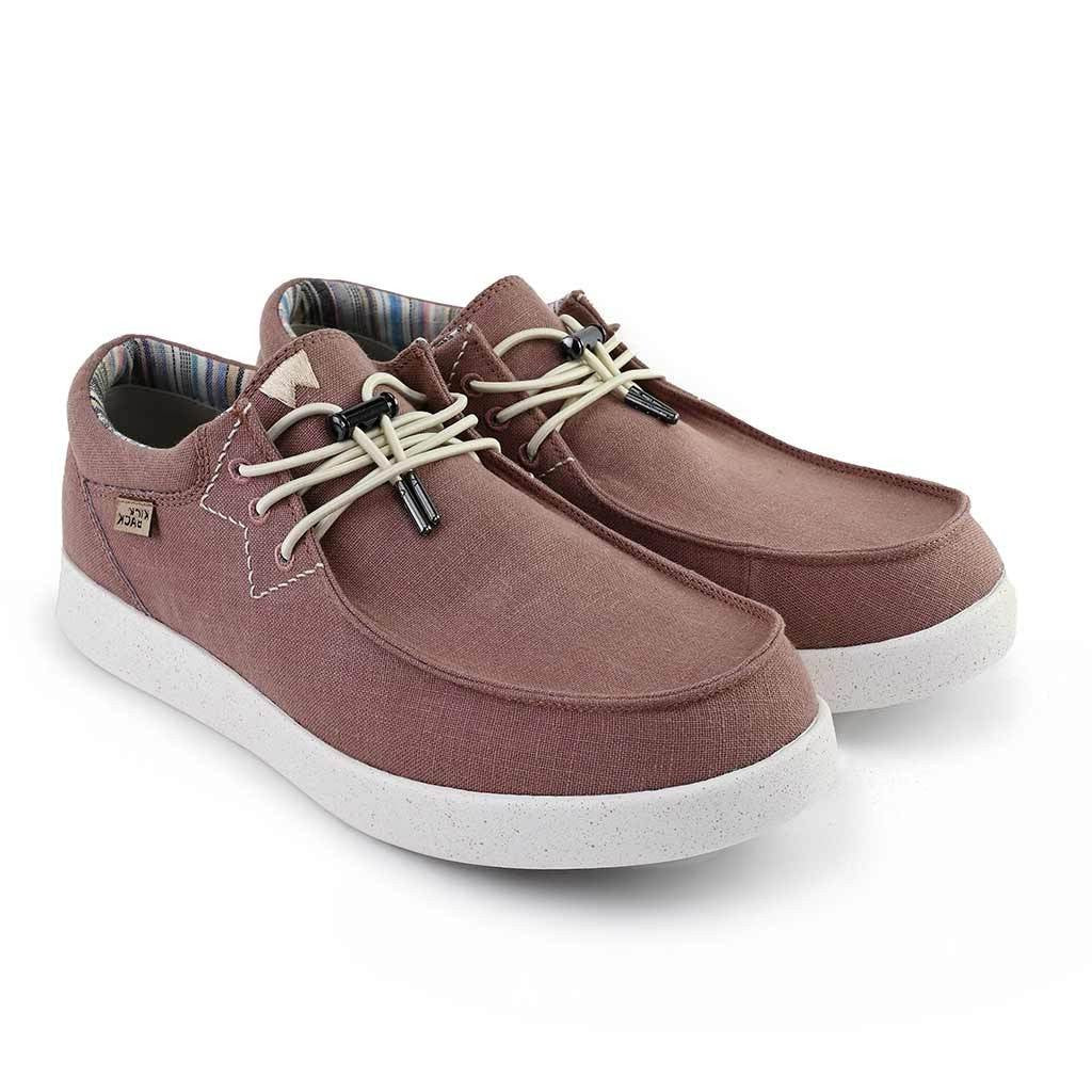 KickBack Haven Linen Men's Elasticated Lace Lightweight Slip On Shoe Dusky Pink