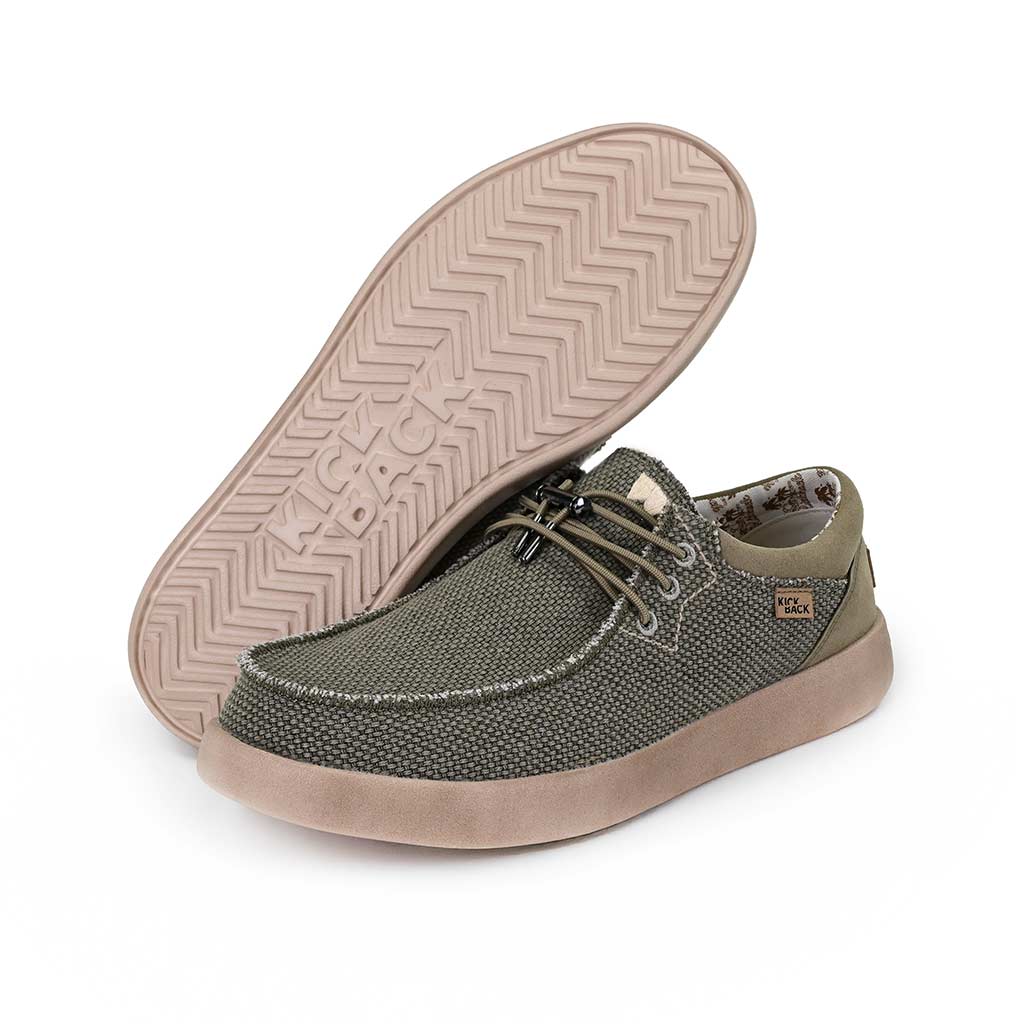 KickBack Haven Woven Men's Elasticated Lace Lightweight Slip On Shoe Khaki