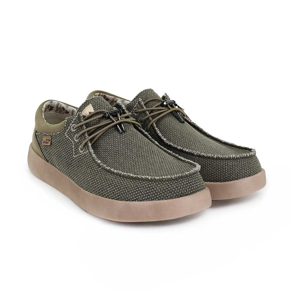 KickBack Haven Woven Men's Elasticated Lace Lightweight Slip On Shoe Khaki