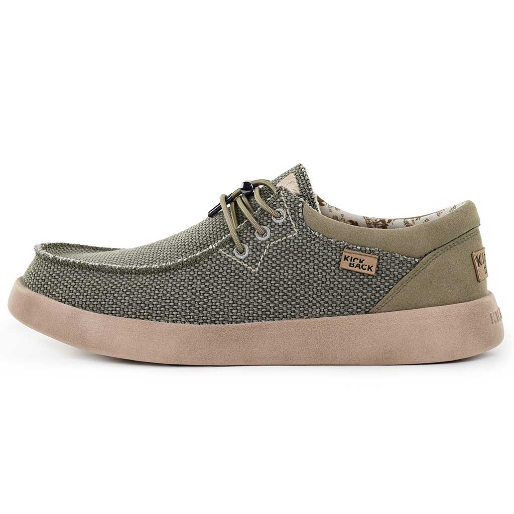 KickBack Haven Woven Men's Elasticated Lace Lightweight Slip On Shoe Khaki
