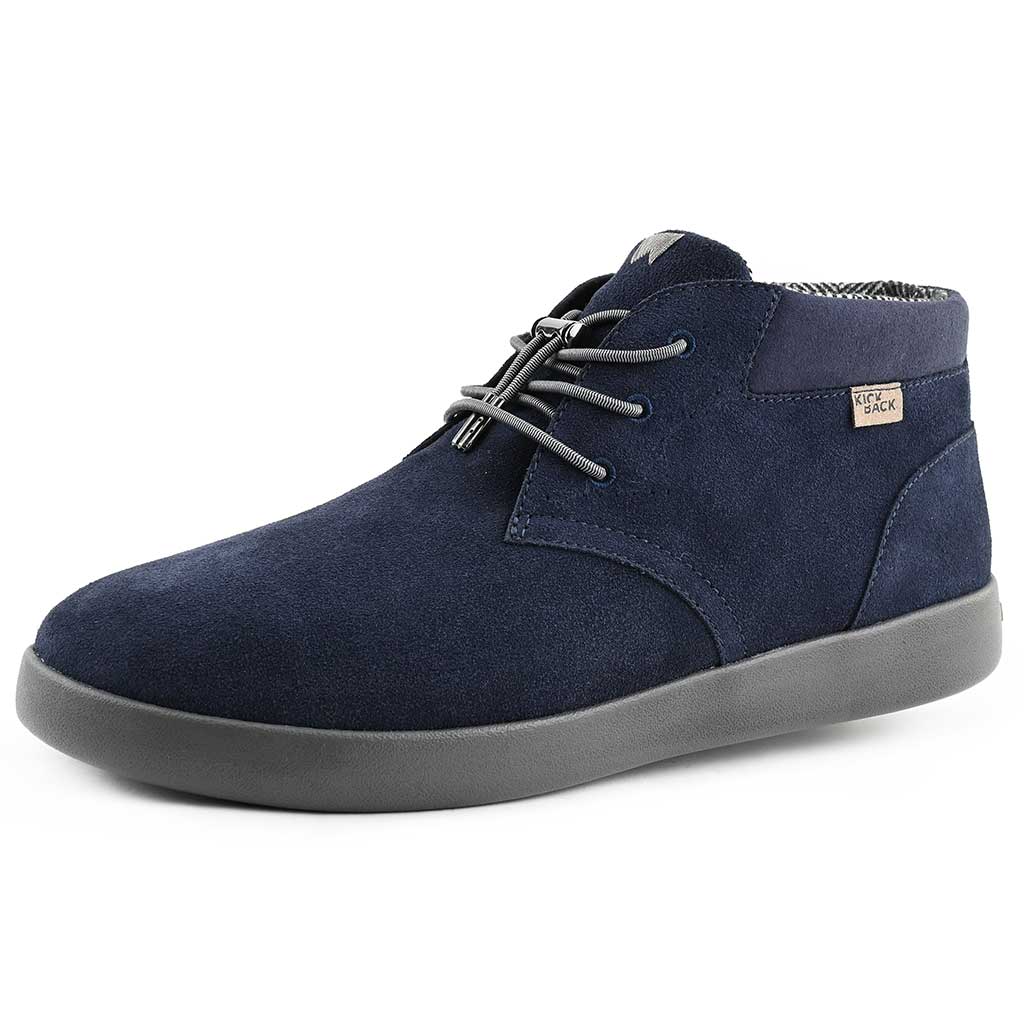 KickBack Gofer Men's Elasticated Lace Suede Chukka Boot Navy