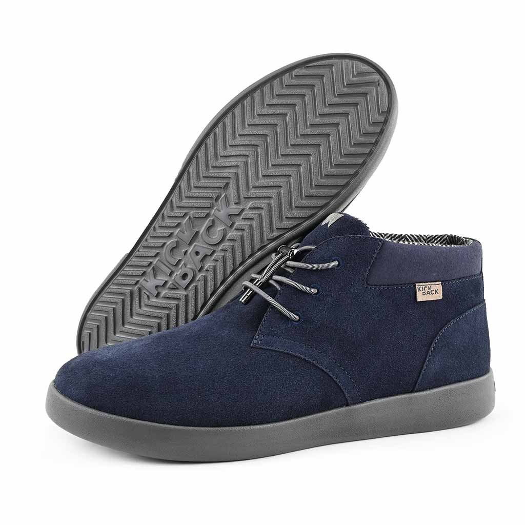 KickBack Gofer Men's Elasticated Lace Suede Chukka Boot Navy