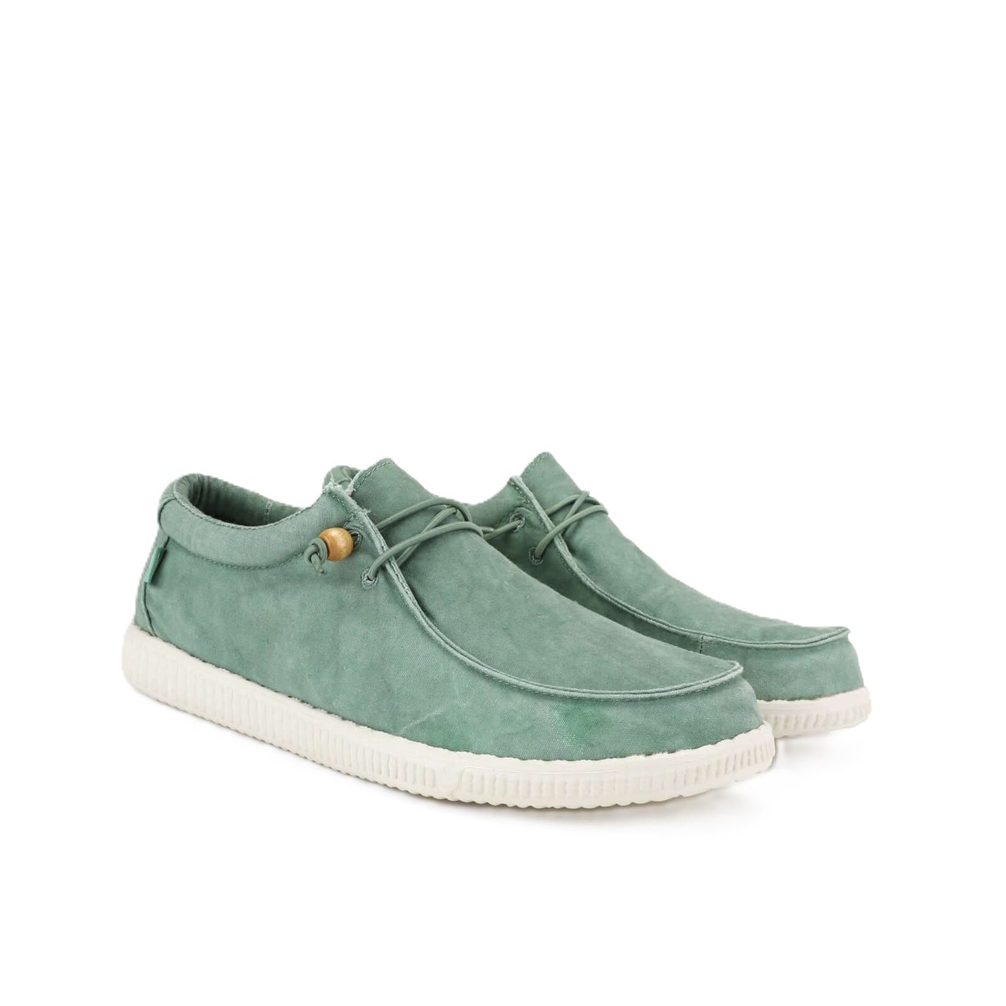 Walk In Pitas Wallabi Washed Men's Lightweight Wally Slip On Canvas Shoe Verde Menta
