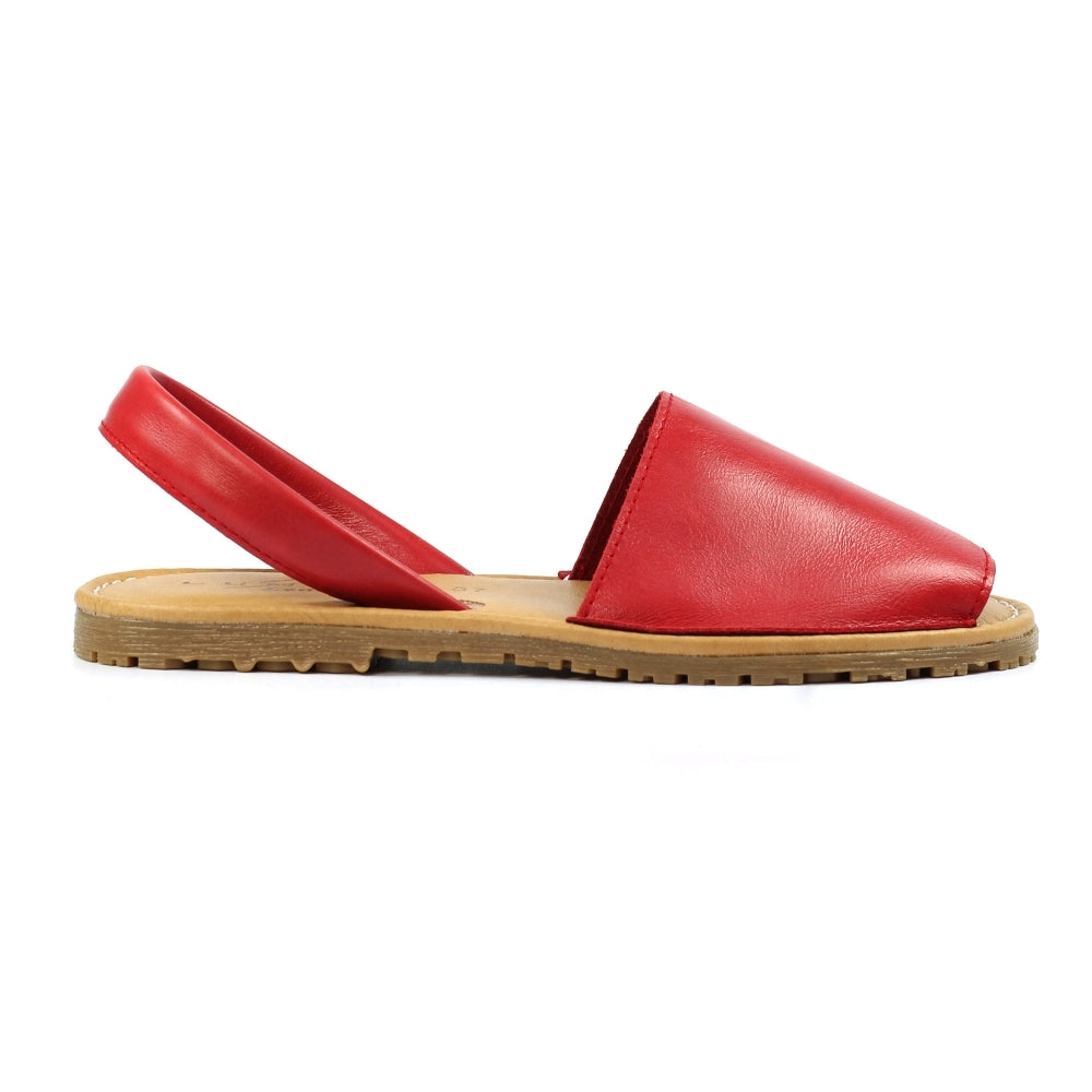 Lunar Amara Women's Leather Flat Heel Slingback Sandal Red