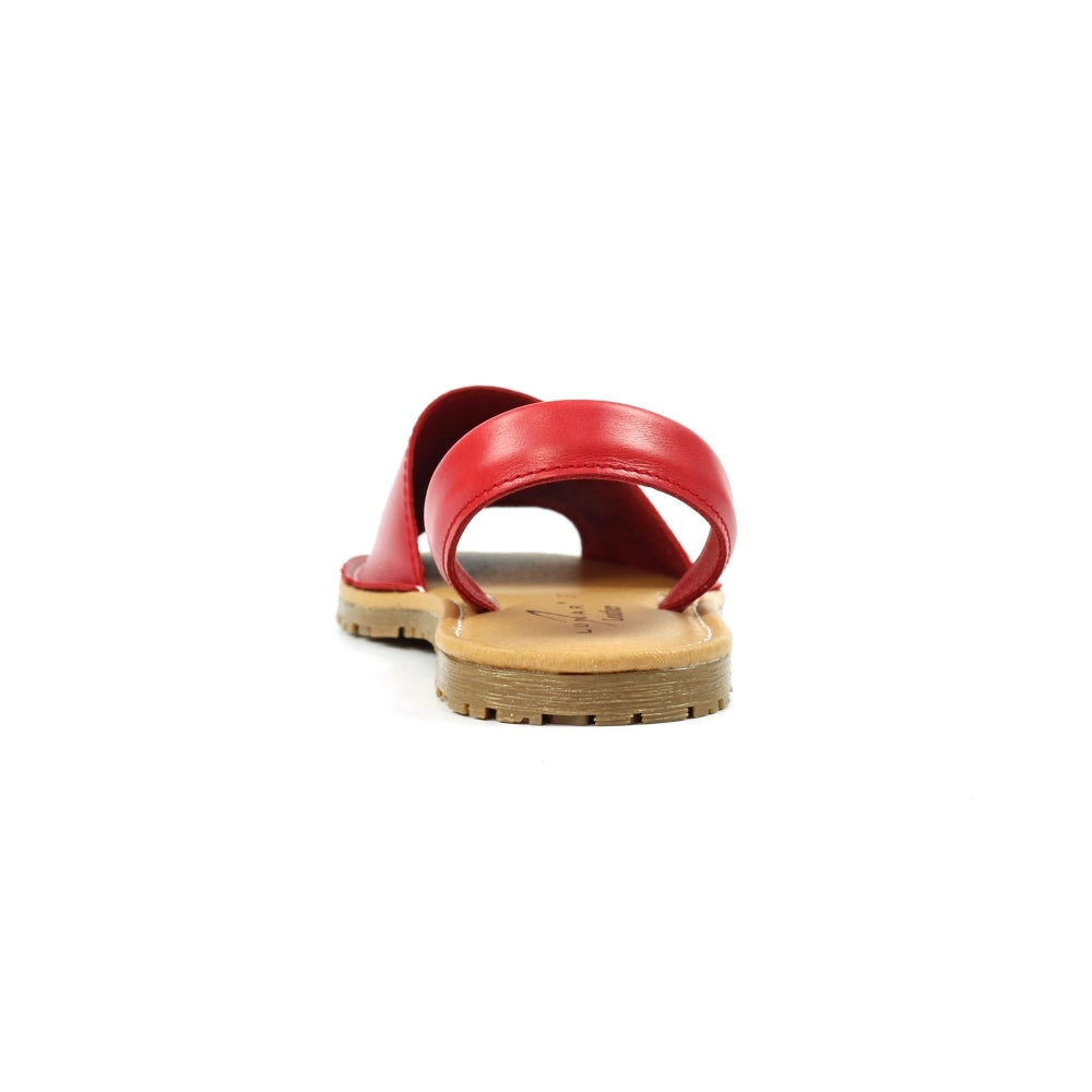 Lunar Amara Women's Leather Flat Heel Slingback Sandal Red