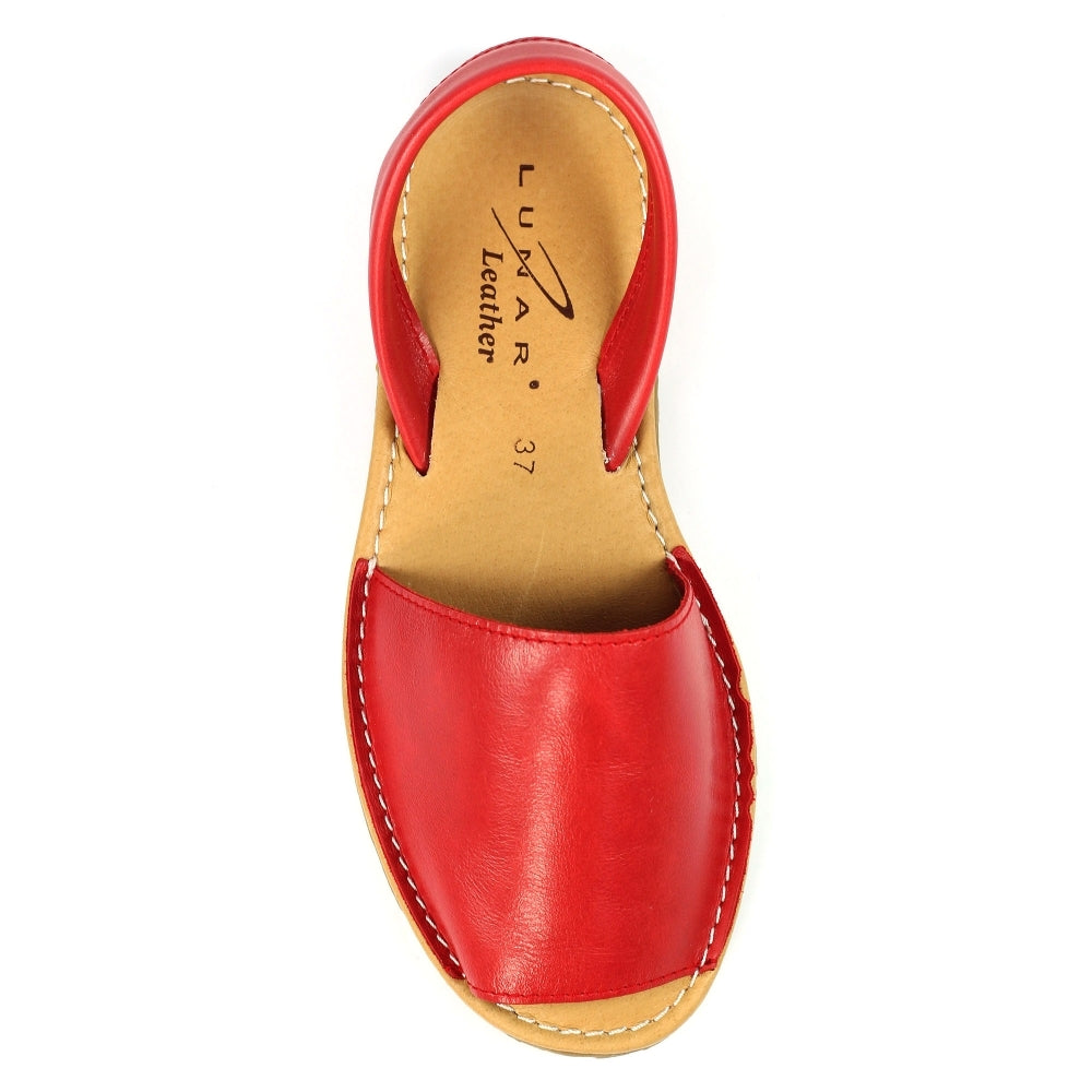 Lunar Amara Women's Leather Flat Heel Slingback Sandal Red