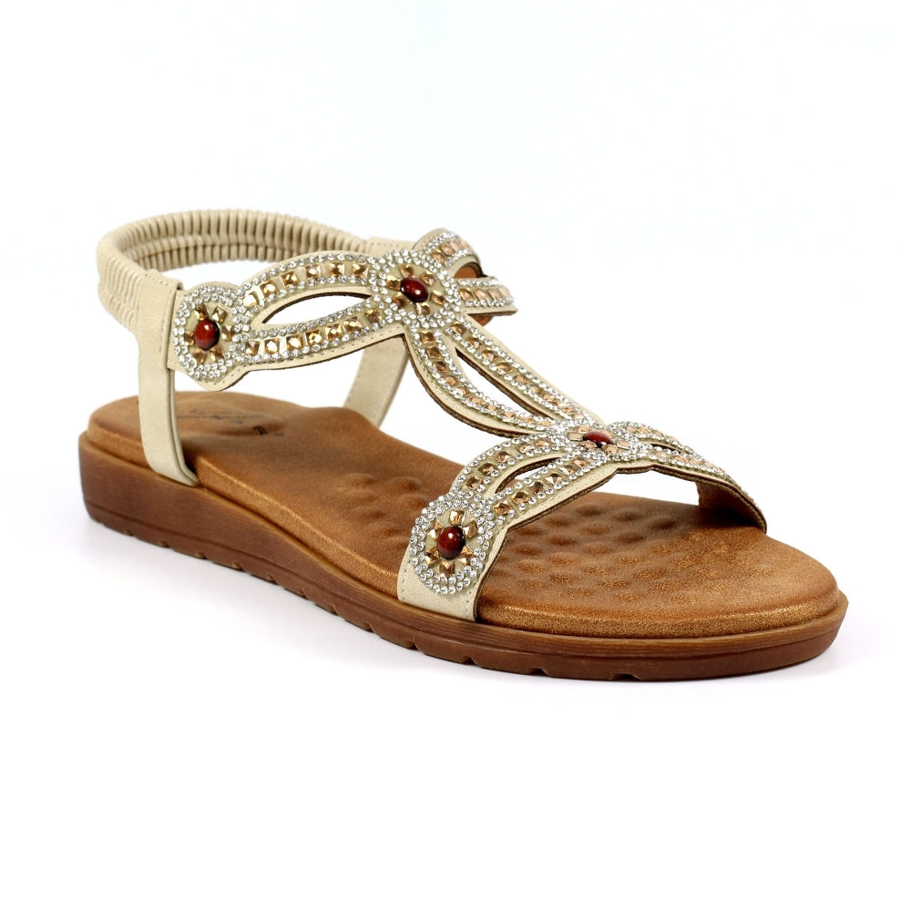 Lunar Arraso Women's Jewel Slingback Sandal Beige