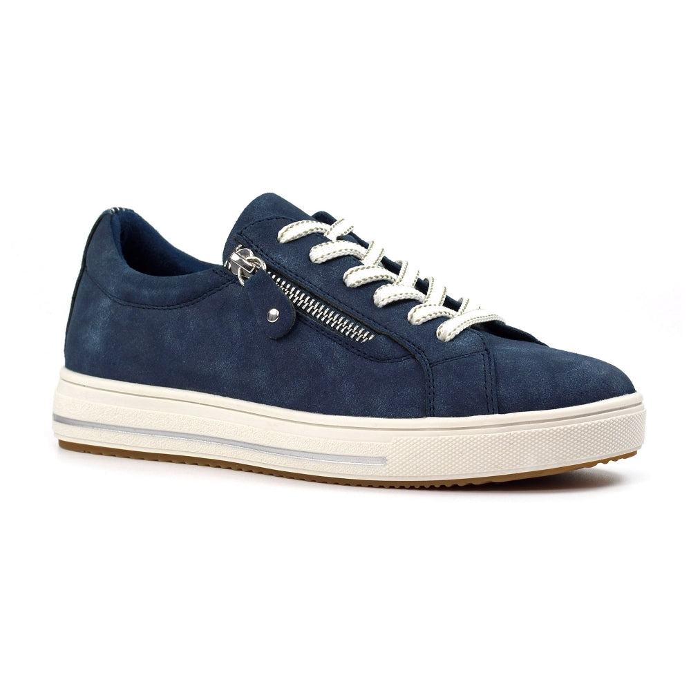 Lunar Athens Women's Chunky Sole Lace Up/ Zip Up Trainer Blue