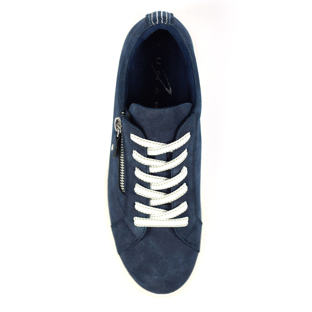 Lunar Athens Women's Chunky Sole Lace Up/ Zip Up Trainer Blue