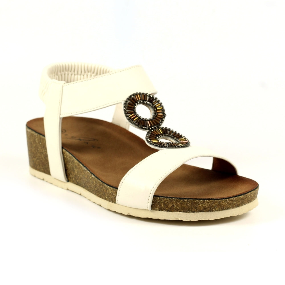 Lunar Barwell Women's T Bar Wedge Sandal White