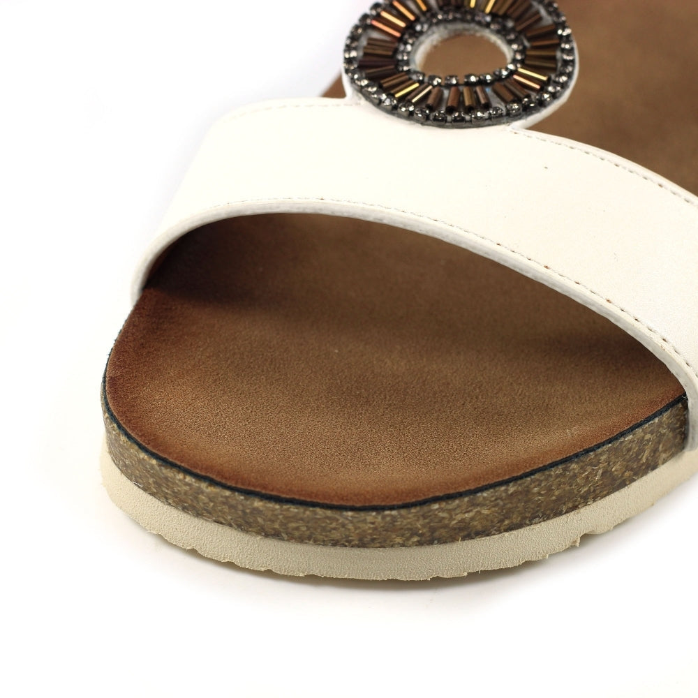 Lunar Barwell Women's T Bar Wedge Sandal White