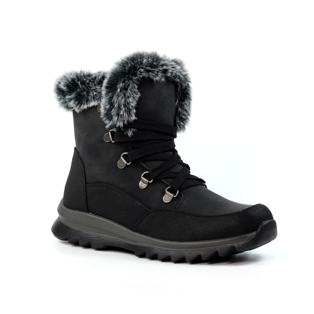 Lunar Beck Women's Waterproof Lace Up/Zip Ankle Boot Black