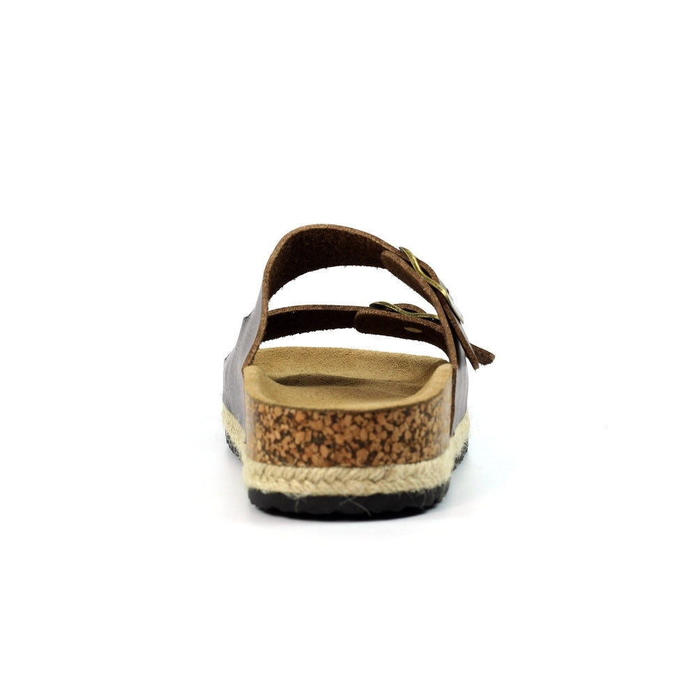 Lunar Belinda Women's Woven Hessian Twin Buckle Sandal Tan