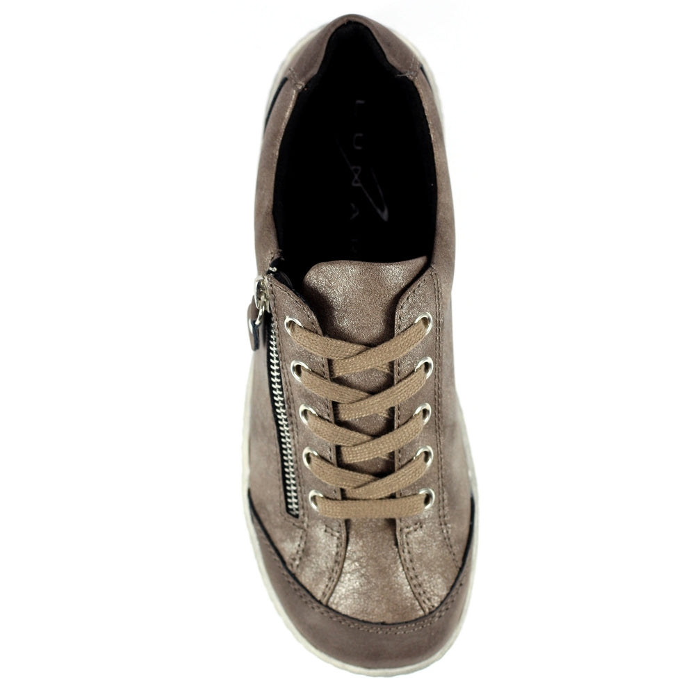 Lunar Bianca Women's Lace Up Panelled Trainer Taupe