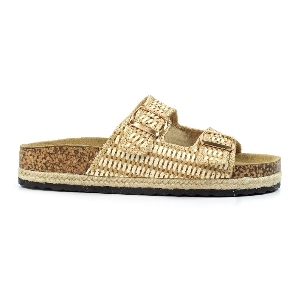 Lunar Bijou Women's Woven Style Twin Strap Sandal Beige