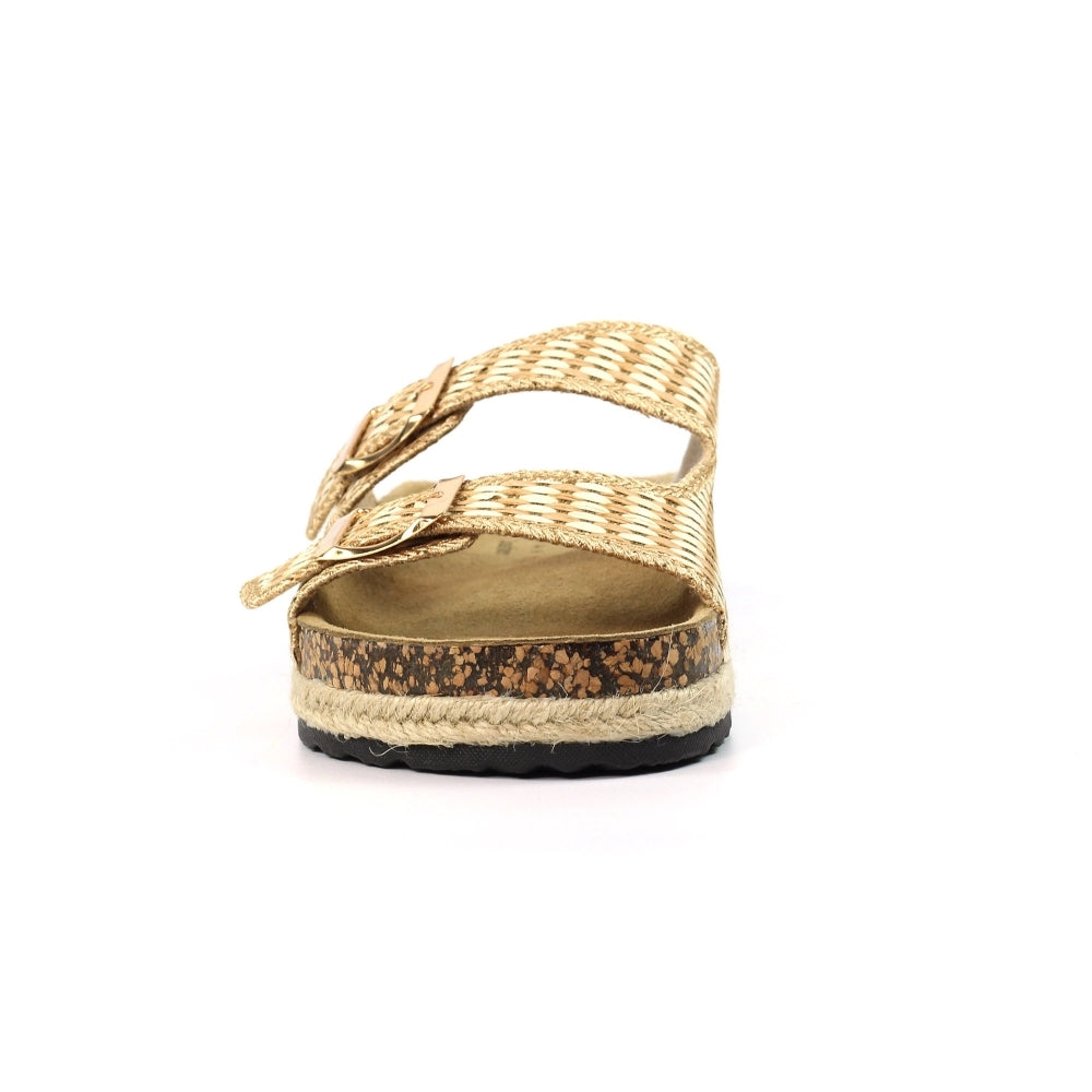 Lunar Bijou Women's Woven Style Twin Strap Sandal Beige