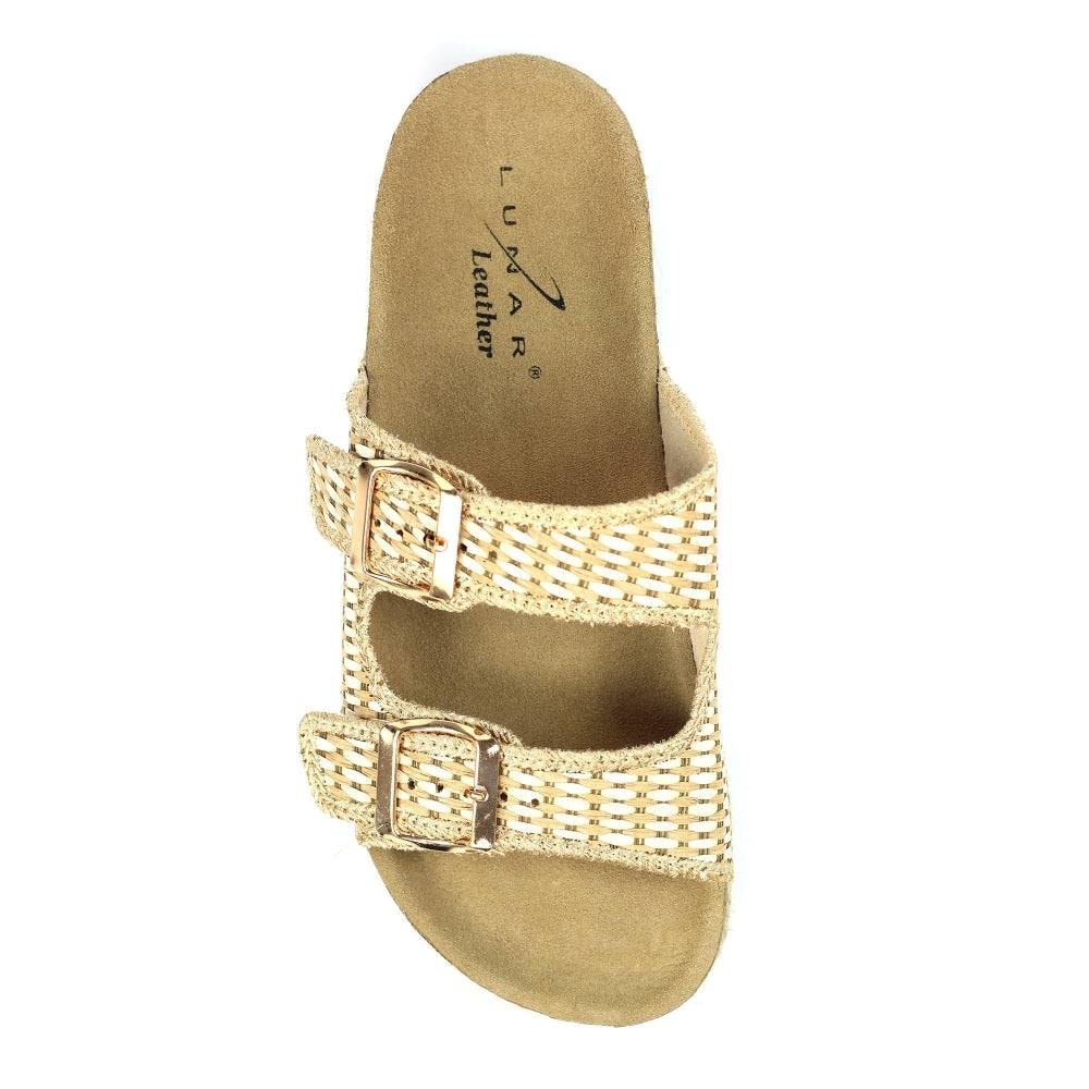 Lunar Bijou Women's Woven Style Twin Strap Sandal Beige