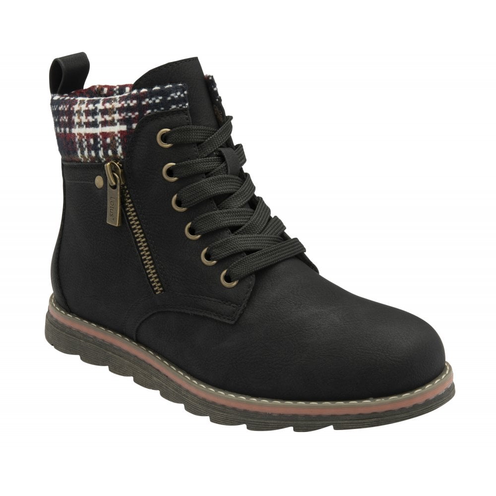 Lotus Montreal Women's Lace Up / Zip Up Ankle Boot Black