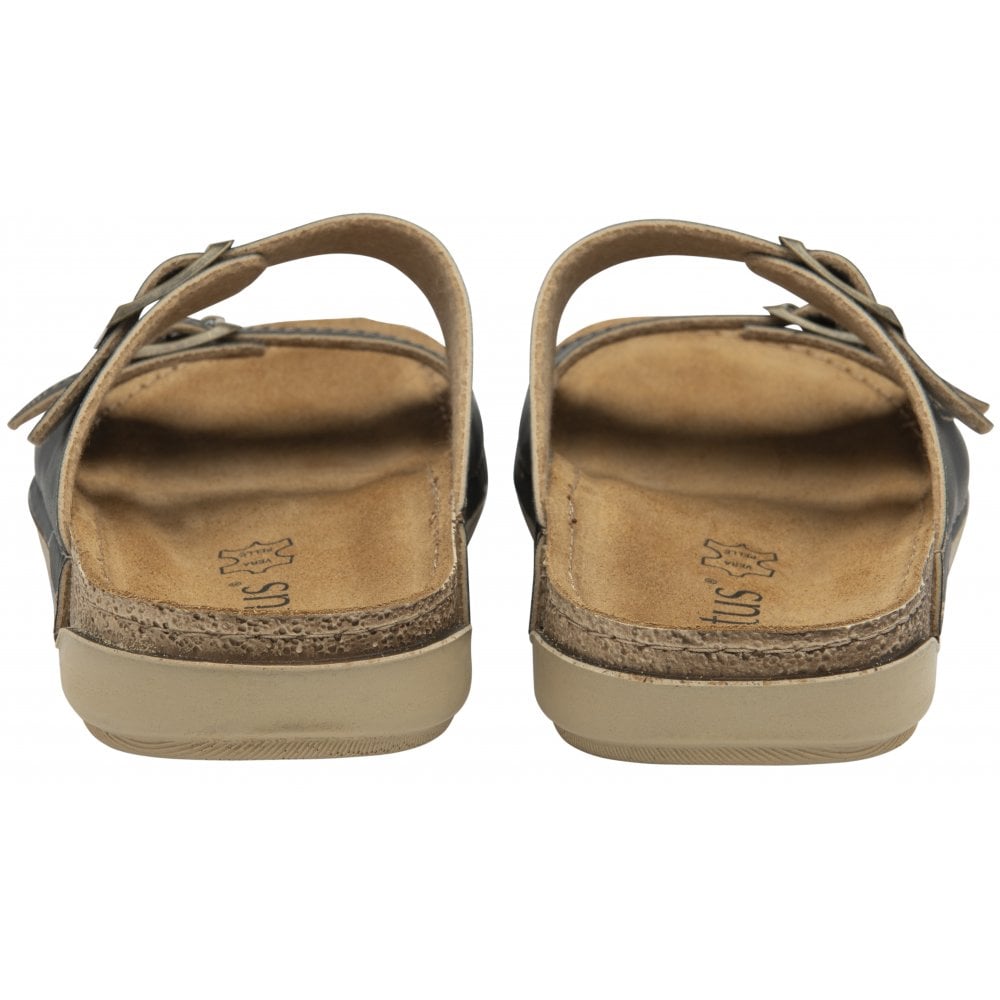 Lotus Trento Women's Twin Strap Slider Mule Sandal Black