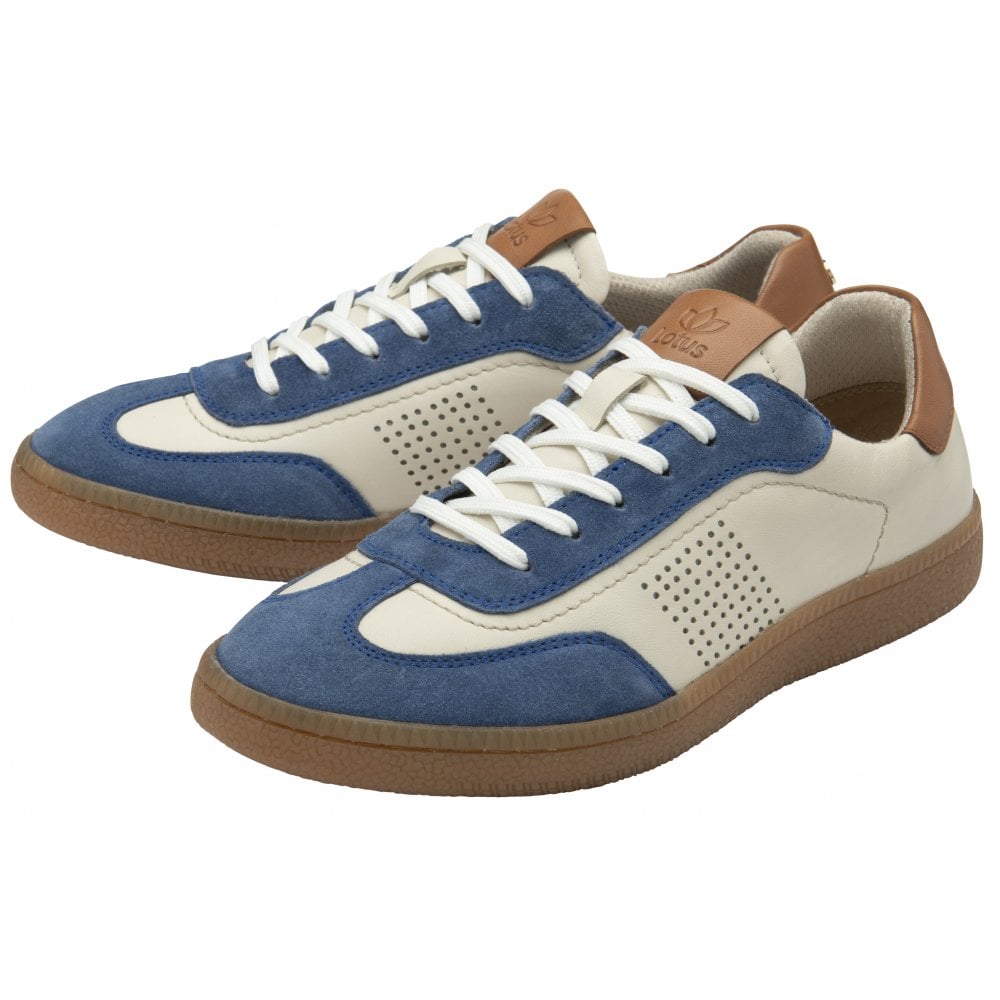 Lotus Frapporta Women's Leather Low Profile Lace Up Trainer Blue/Multi