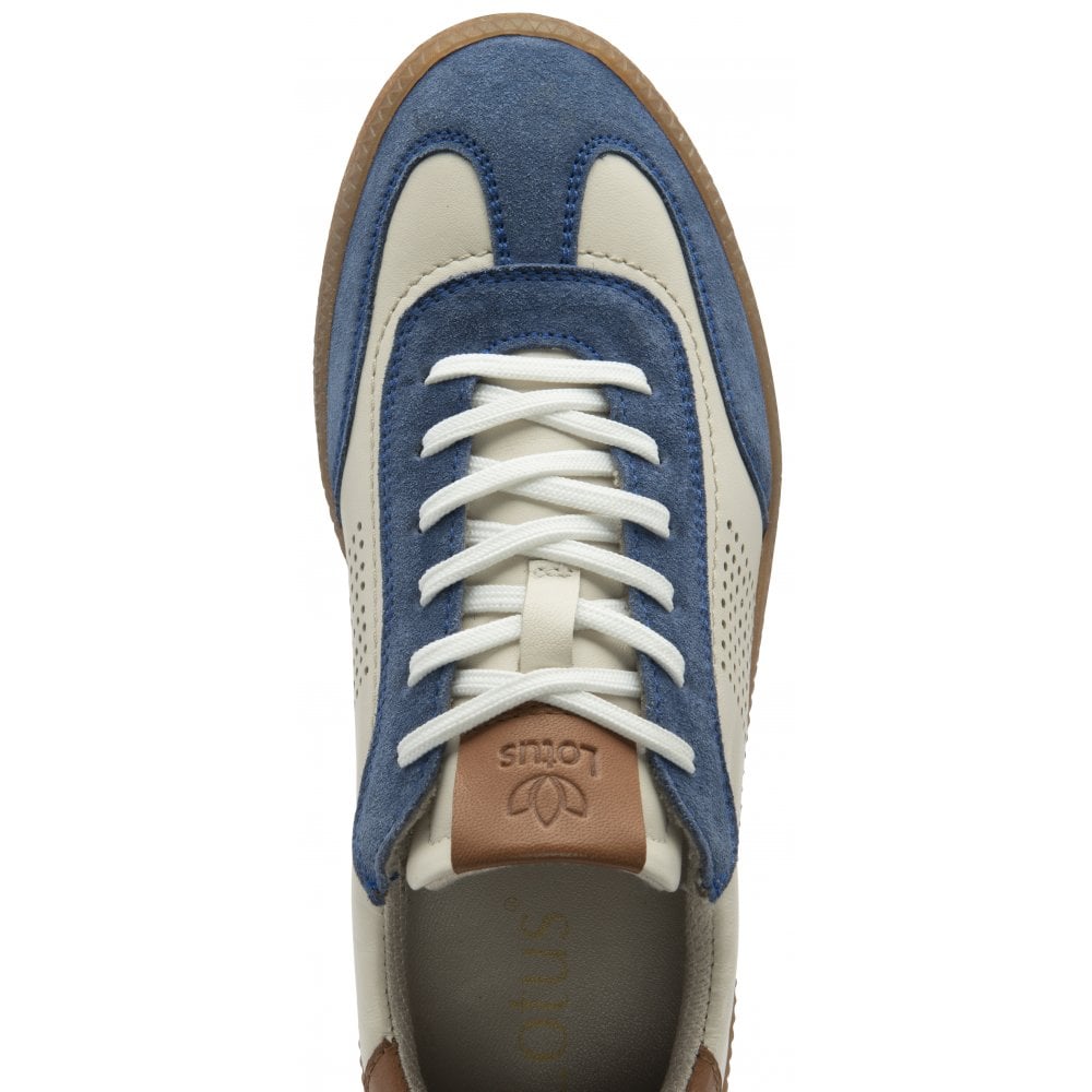 Lotus Frapporta Women's Leather Low Profile Lace Up Trainer Blue/Multi