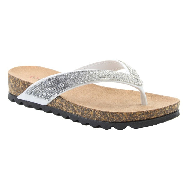 Heavenly Feet Bridget Women's Diamante Flip Flop White