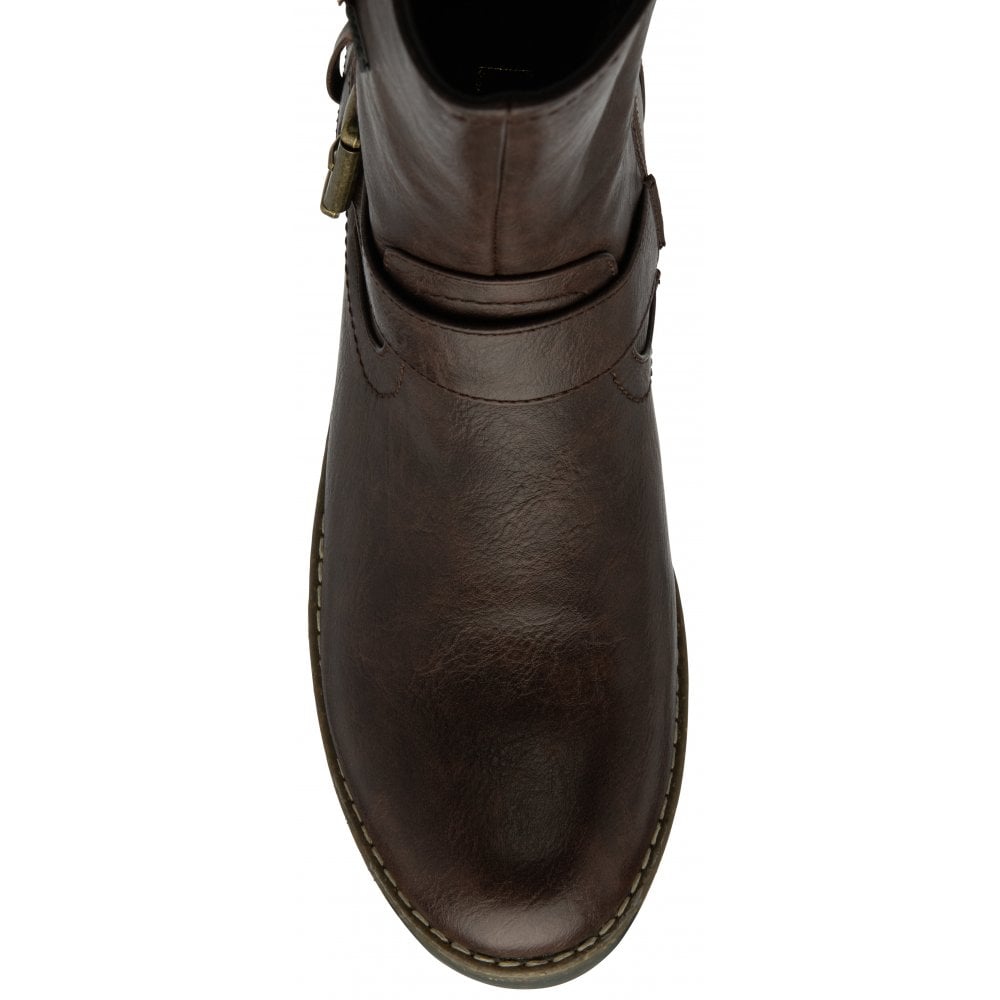 Lotus Jemima Women's Mid Calf Biker Style Boot Brown