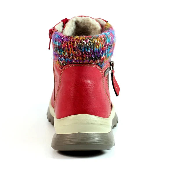 Lunar Buttermere Women's Waterproof Lace Up/Zip Ankle Boot Red