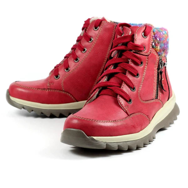 Lunar Buttermere Women's Waterproof Lace Up/Zip Ankle Boot Red