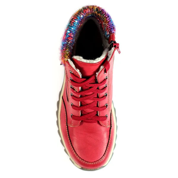 Lunar Buttermere Women's Waterproof Lace Up/Zip Ankle Boot Red