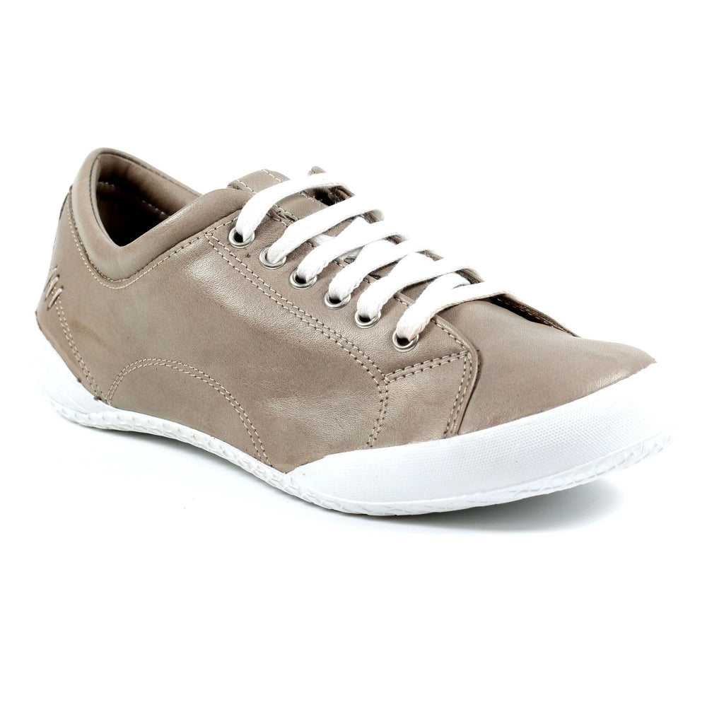 Lunar Carrick Women's Lace Leather Trainer Stone