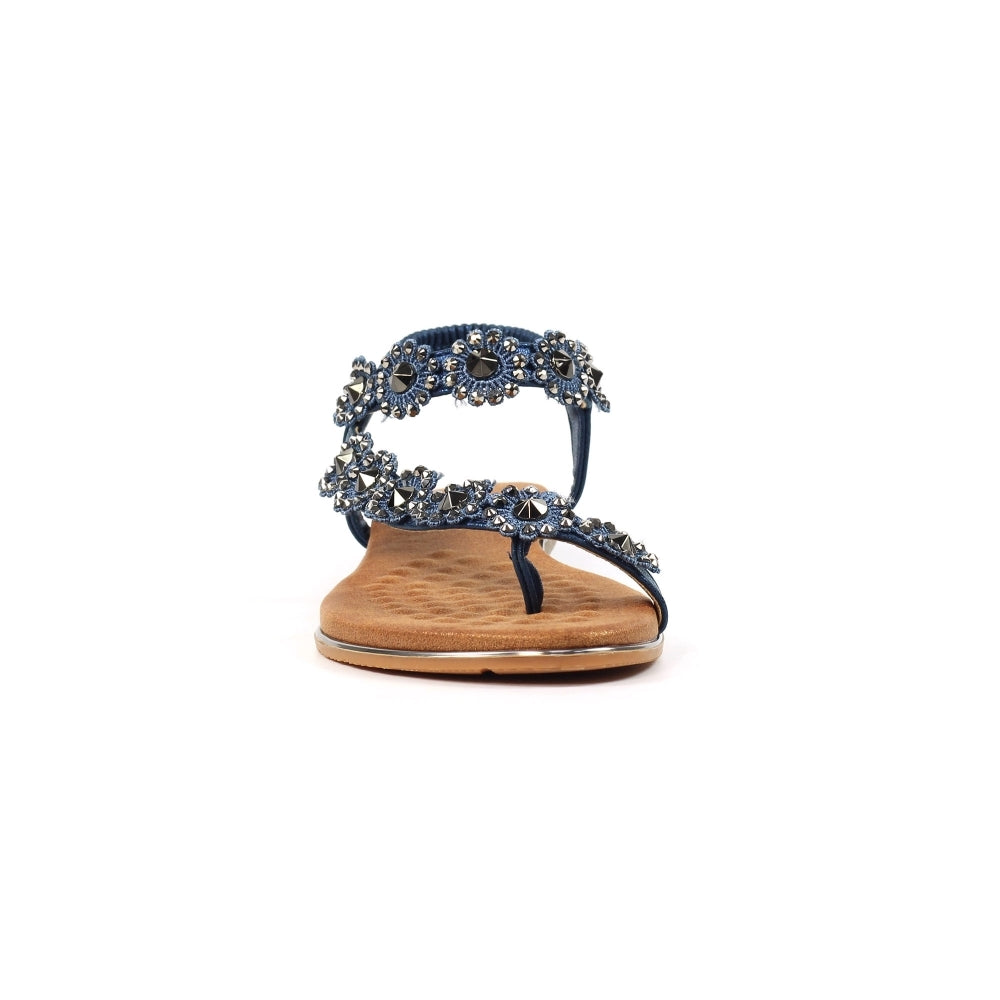 Lunar Charlotte Flower Toe Loop Sandal Navy Blue
