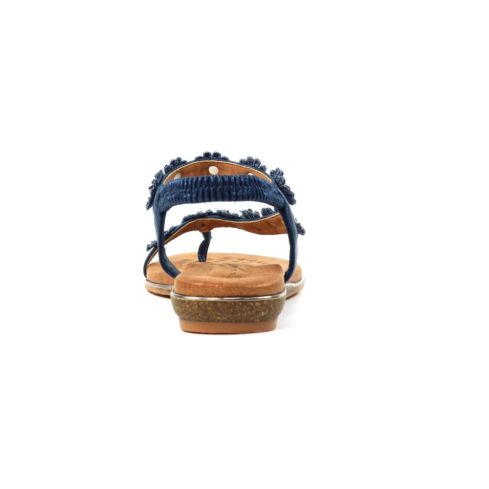 Lunar Charlotte Flower Toe Loop Sandal Navy Blue