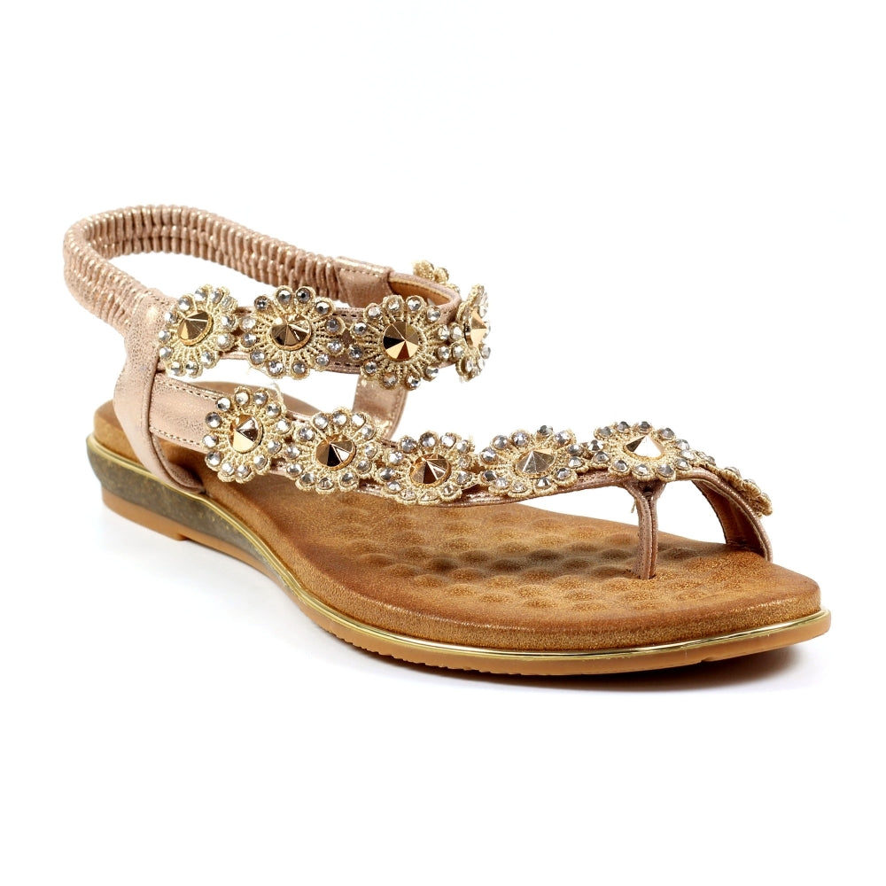 Lunar Charlotte Flower Toe Loop Sandal Rose Gold
