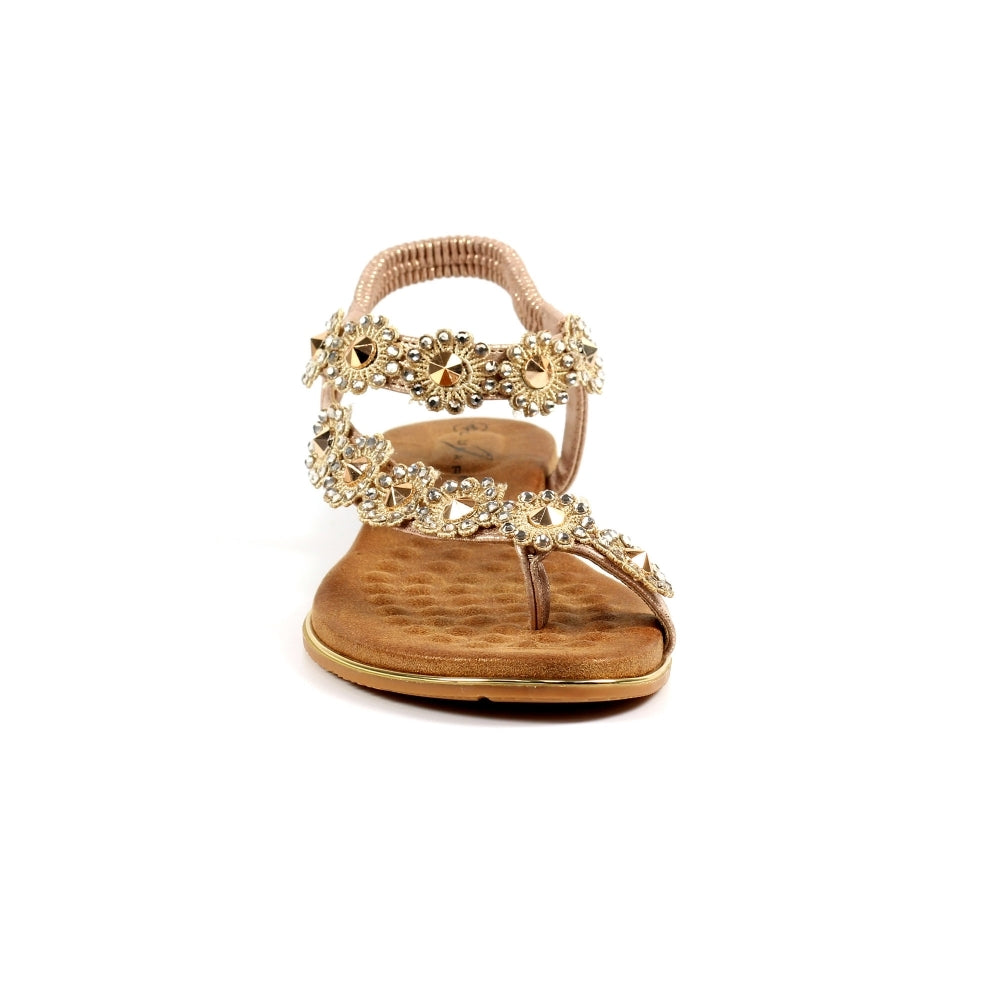 Lunar Charlotte Flower Toe Loop Sandal Rose Gold