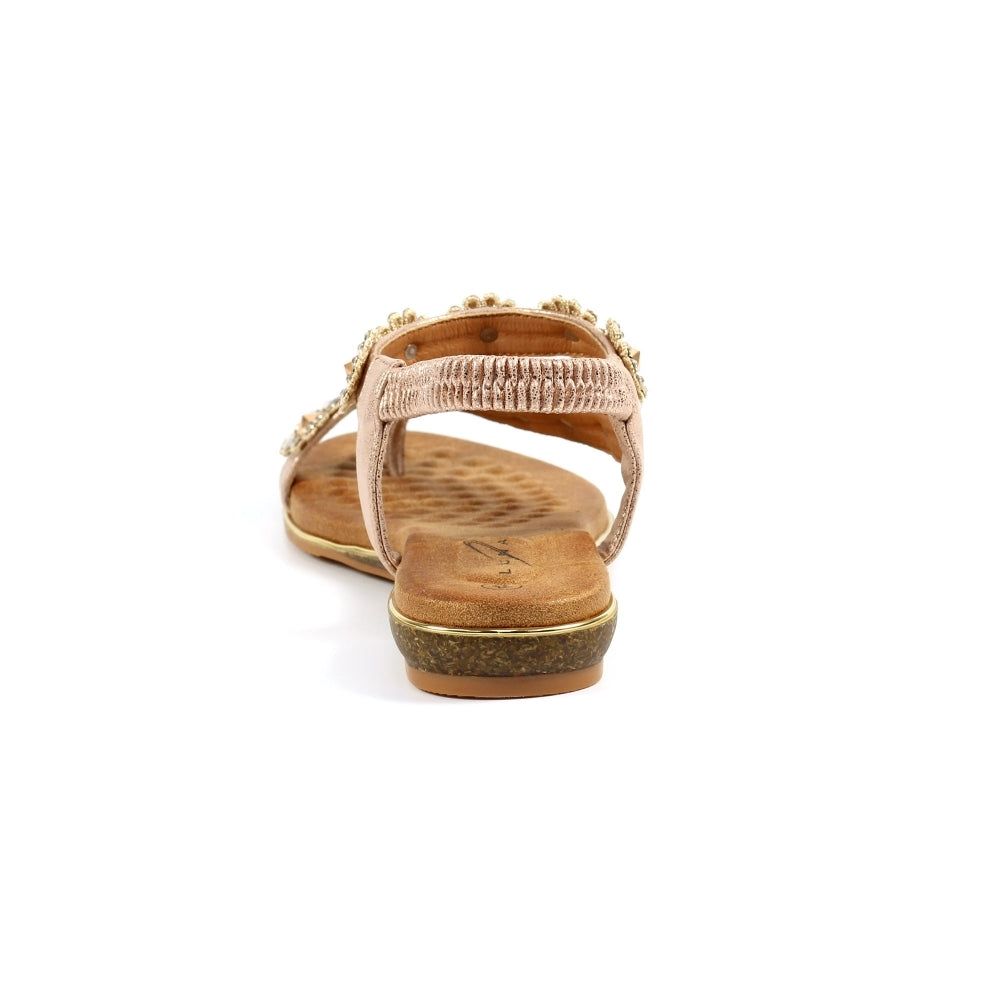 Lunar Charlotte Flower Toe Loop Sandal Rose Gold