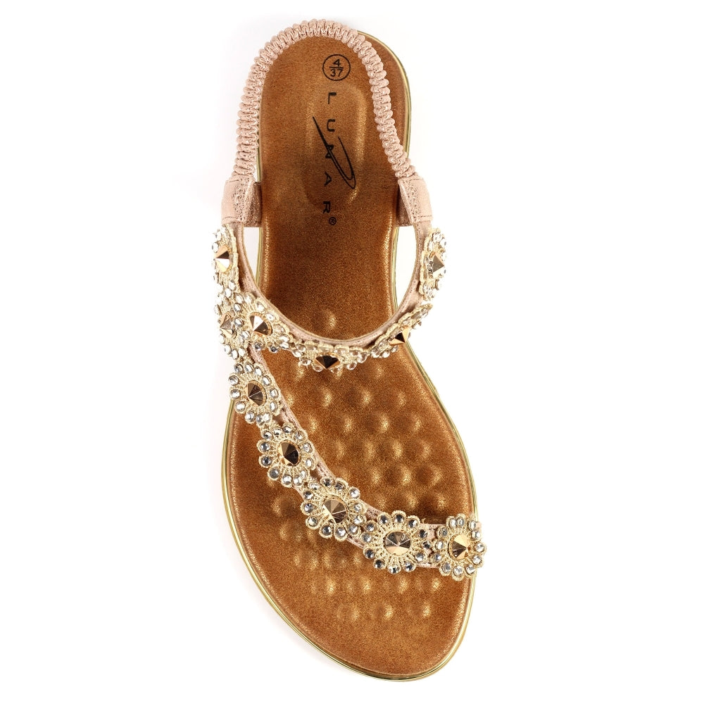 Lunar Charlotte Flower Toe Loop Sandal Rose Gold