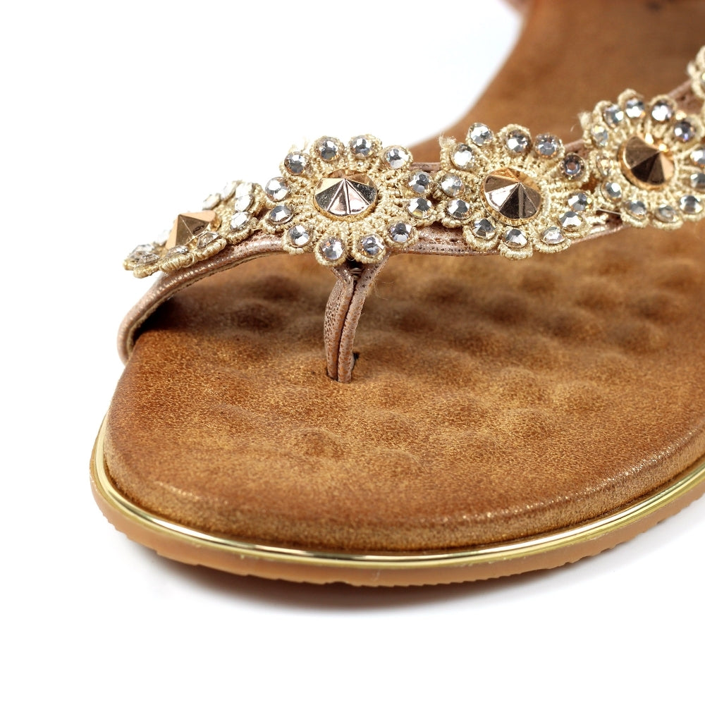 Lunar Charlotte Flower Toe Loop Sandal Rose Gold