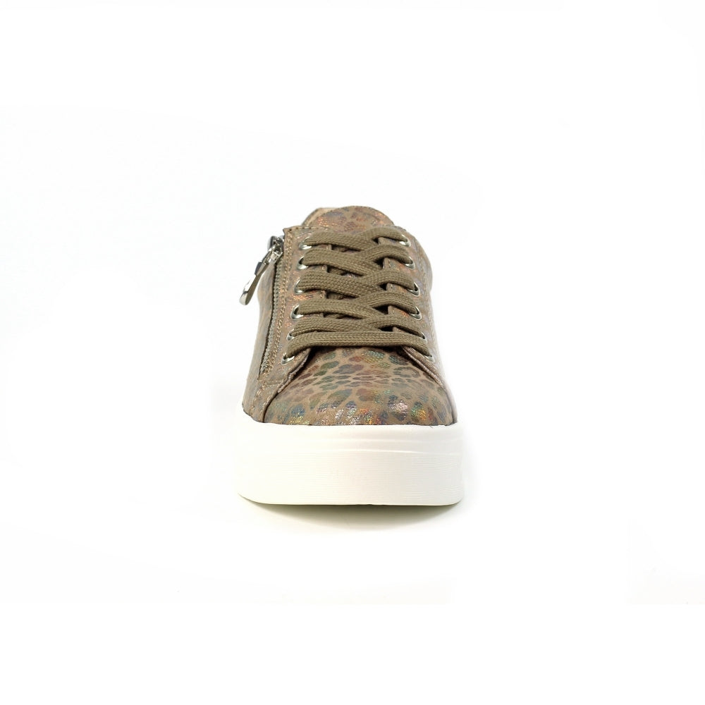 Lunar Charm Women's Low Profile Platform Sole Trainer Taupe Leopard Print